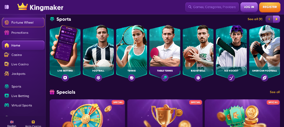 Kingmaker casino pokies and live dealer games selection