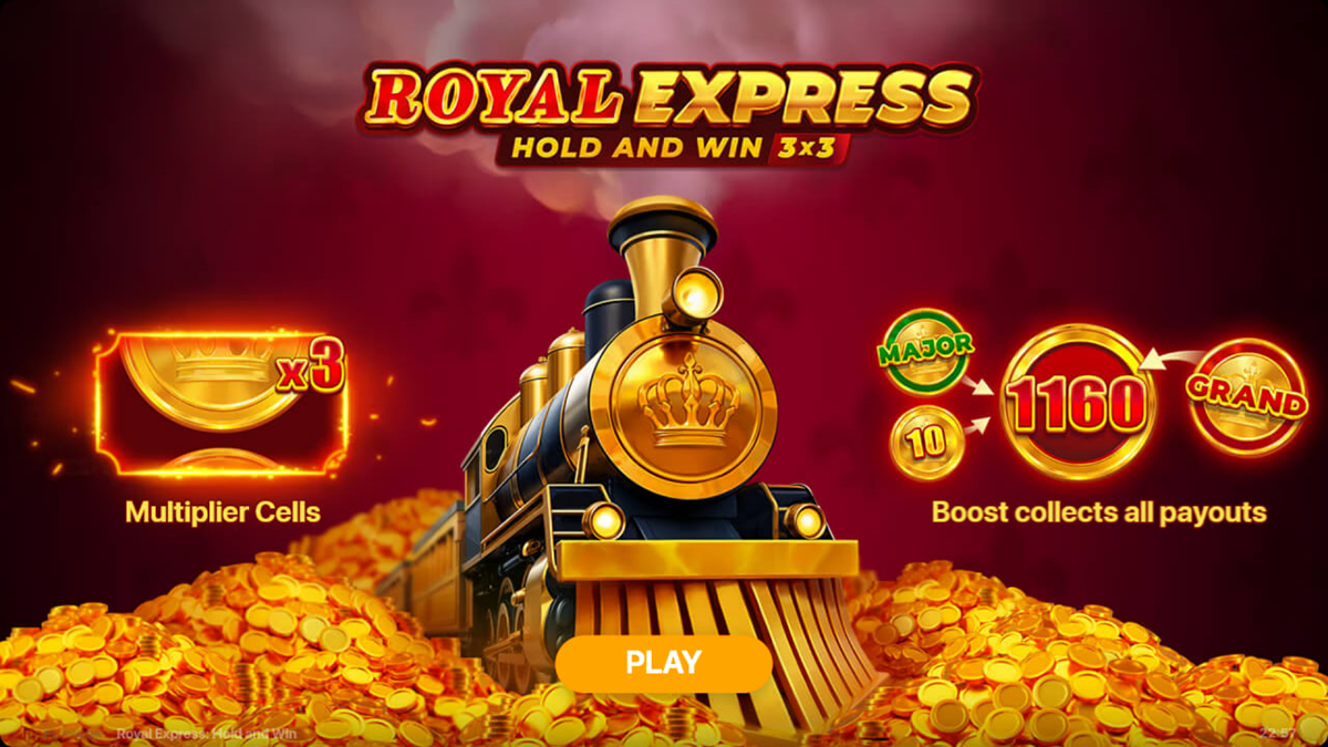 Royal Express: Hold and Win game details with 3x3 layout and 5 fixed lines