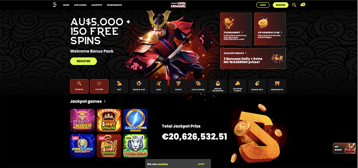 Spinsamurai casino parameters with licence, bonuses and payment options