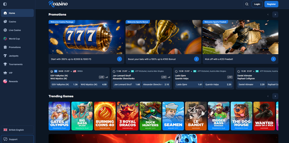 First impression of the RCasino website