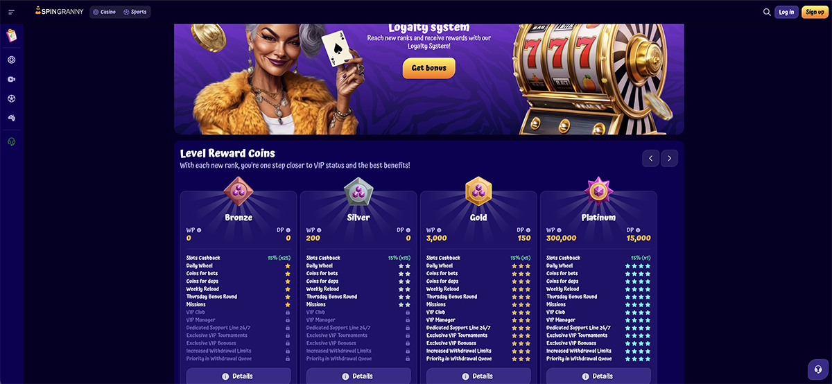 SpinGranny casino promos and tournaments with cashback and prize campaigns