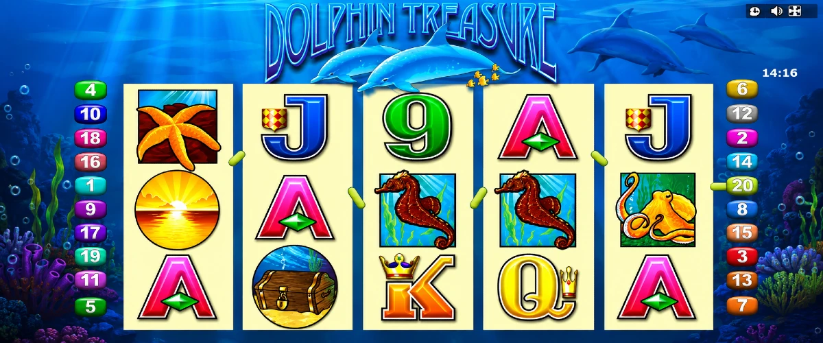 Dolphin treasure bonus features with Wild and Scatter symbols