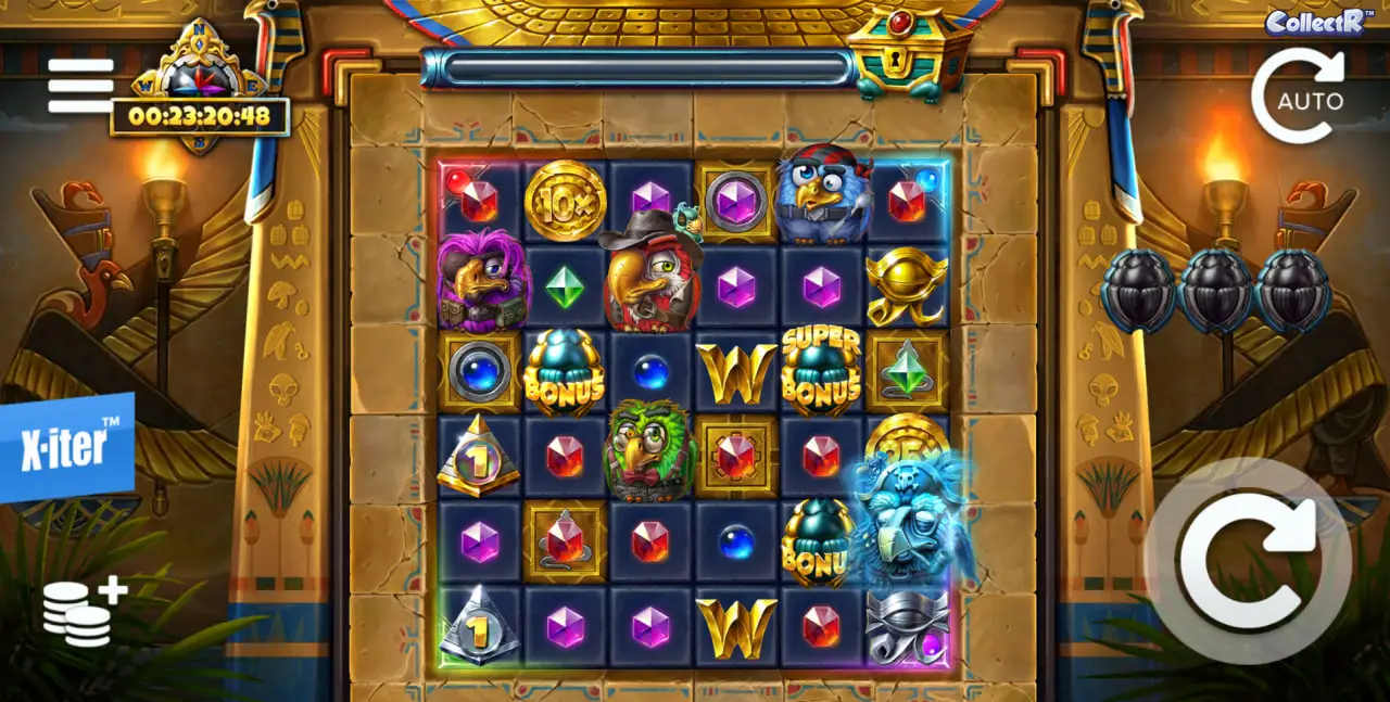 Pirots 5 pokie overview with CollectR grid and game features