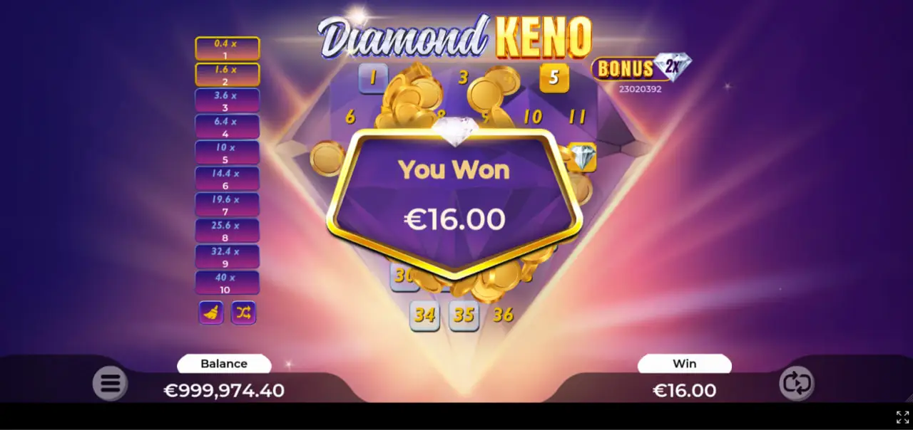 Diamond Keno strategies and number selection tips